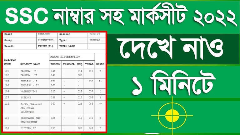 educationboardresults.gov.bd SSC Result Marksheet 2022 Download