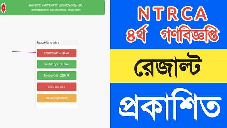 NTRCA Result 2023 4th Gono Biggopti Cycle 4 Published by ngi.teletalk.com bd Result 2023